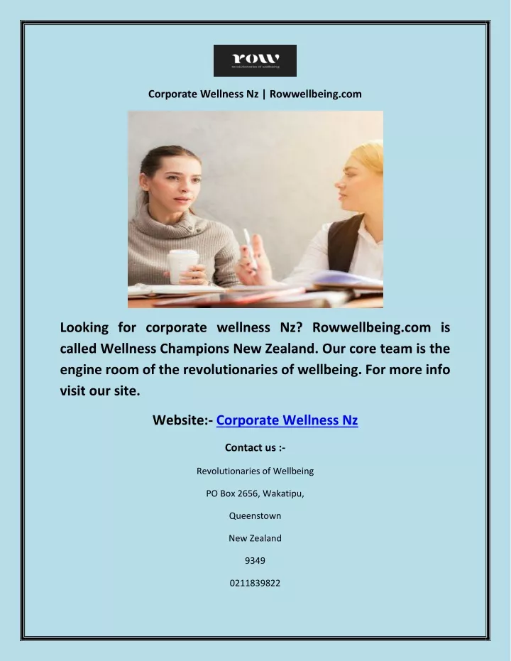 corporate wellness nz rowwellbeing com