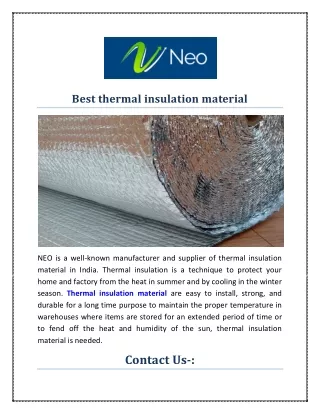 Common thermal insulation material - Neo