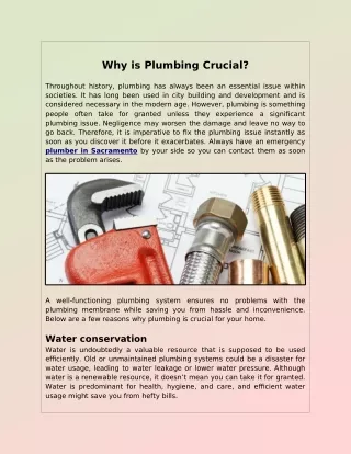 Why is Plumbing Crucial?