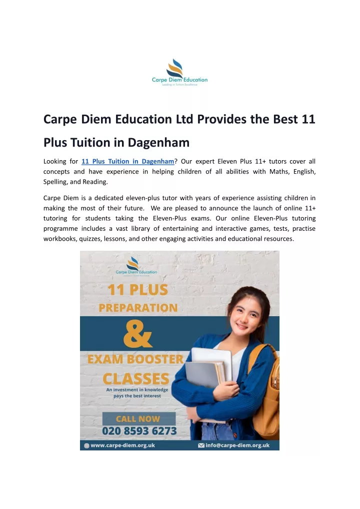 carpe diem education ltd provides the best 11