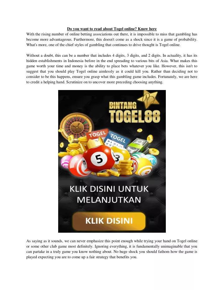 do you want to read about togel online know here