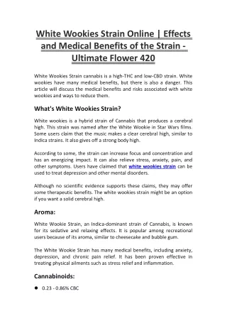 white wookies Strain Online Effects and Medical Benefits of the Strain Ultimate Flower 420