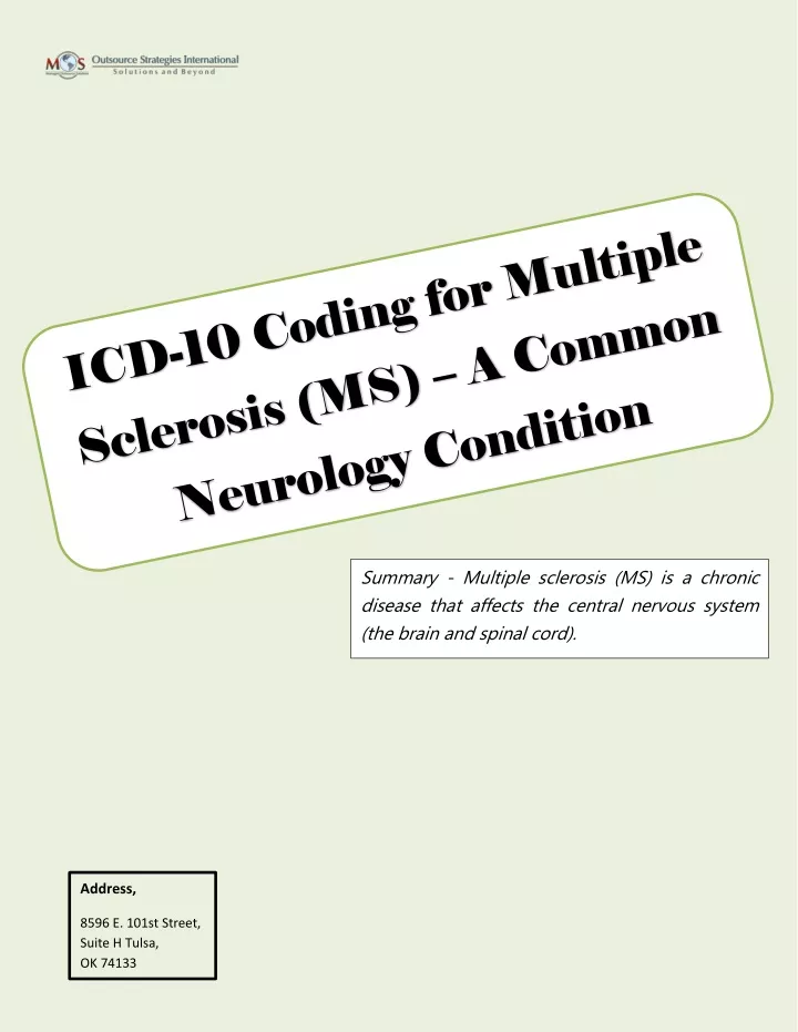 summary multiple sclerosis ms is a chronic