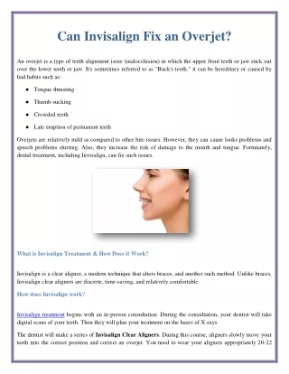 can invisalign fix an overjet