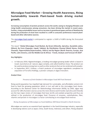 microalgae food market growing health awareness