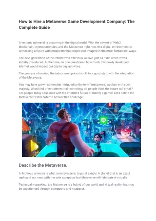 how to hire a metaverse game development company