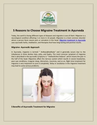 5 Reasons to Choose Migraine Treatment in Ayurveda
