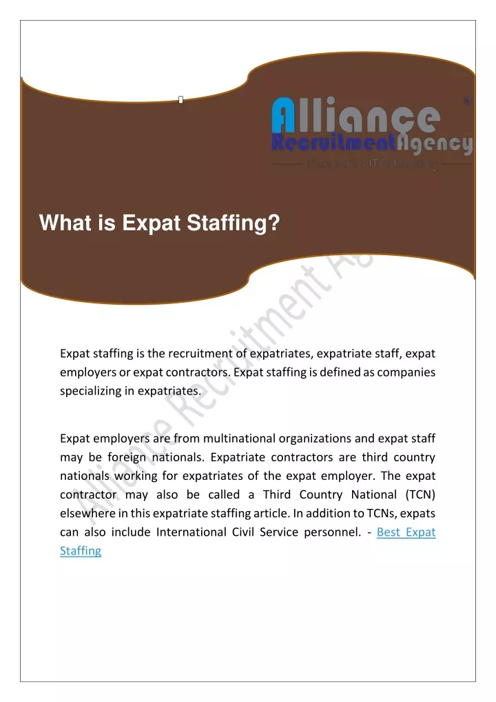what is expat staffing