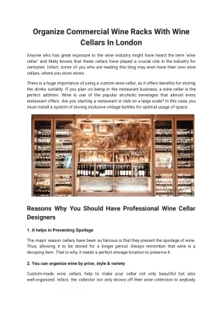 Organize Commercial Wine Racks With Wine Cellars In London