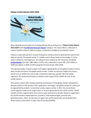 global vanilla market 2022 2028