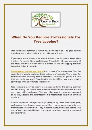 when do you require professionals for tree