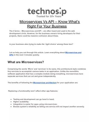 Microservices Vs API – Know What’s Right For Your Business