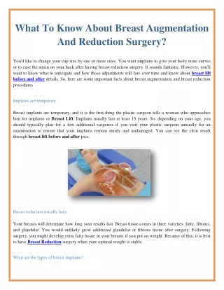 what to know about breast augmentation