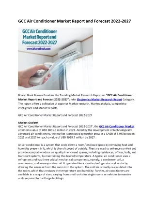 GCC Air Conditioner Market Report and Forecast 2022-2027