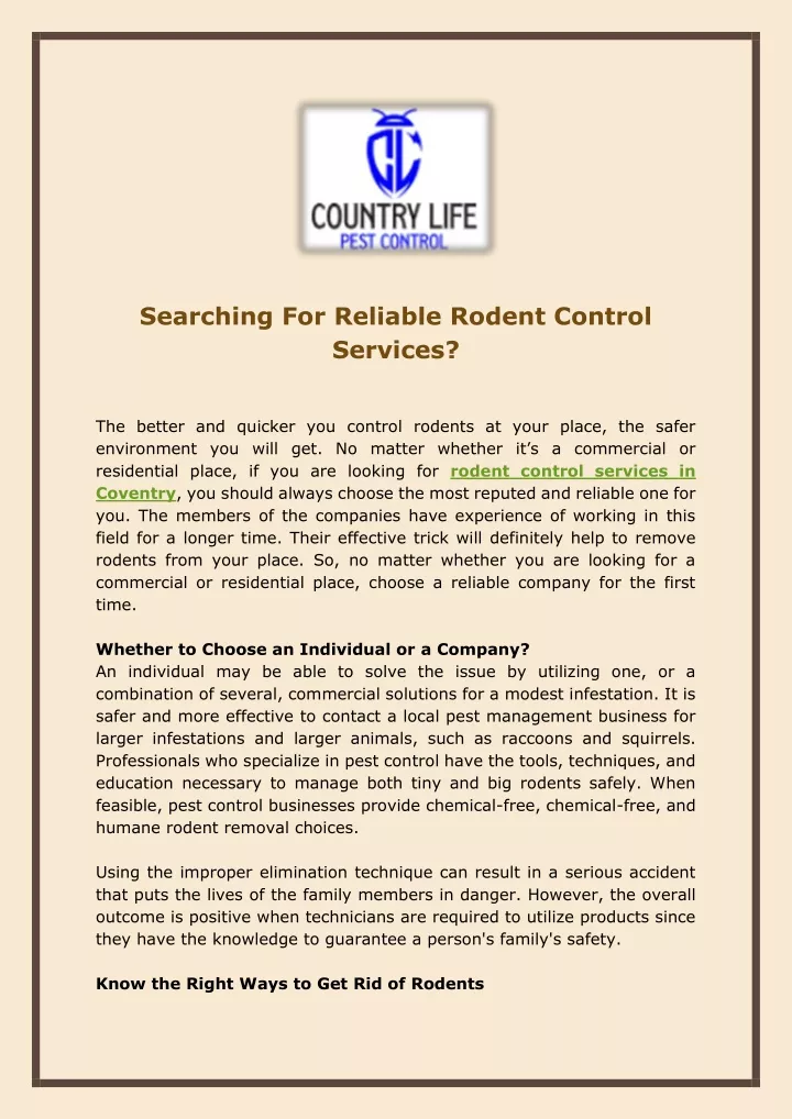 searching for reliable rodent control services