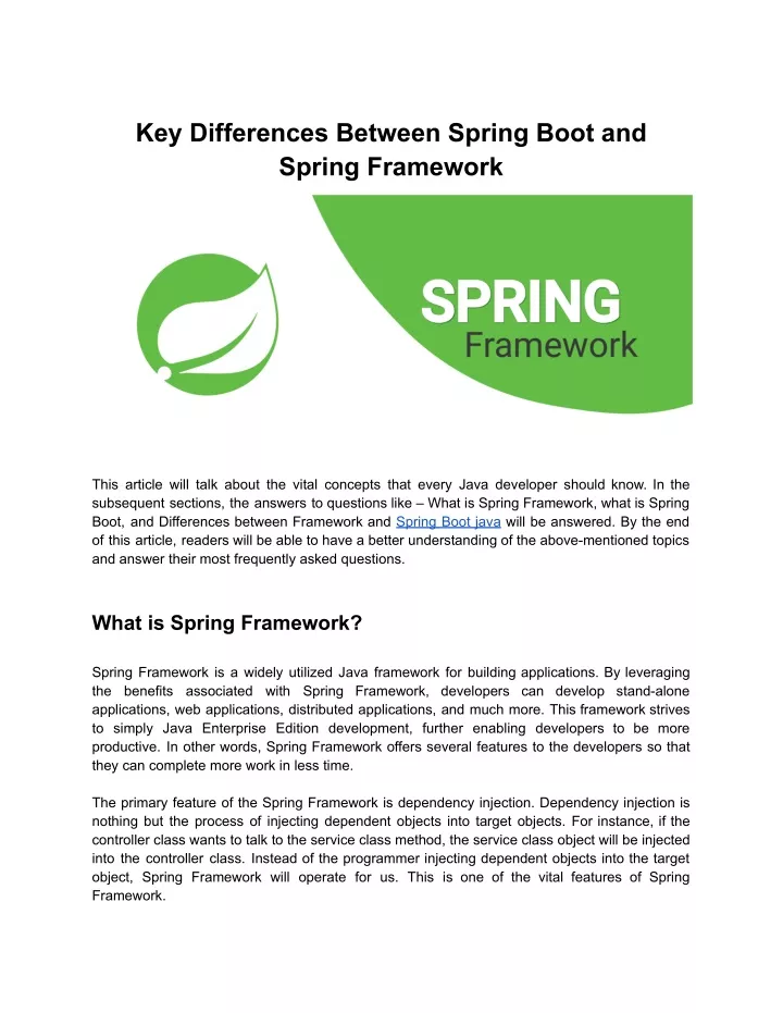 key differences between spring boot and spring