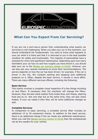 What Can You Expect From Car Servicing
