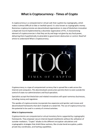 what is cryptocurrency times of crypto