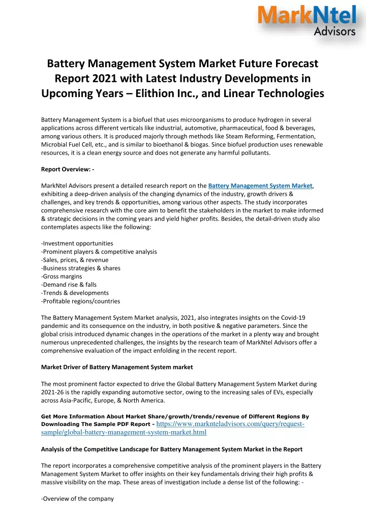 battery management system market future forecast