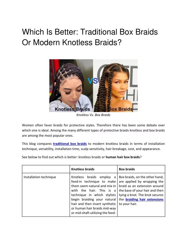 which is better traditional box braids or modern