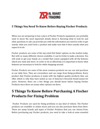 5 things you need to know before buying fischer