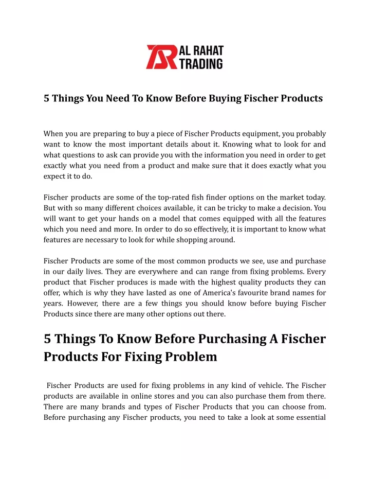 5 things you need to know before buying fischer