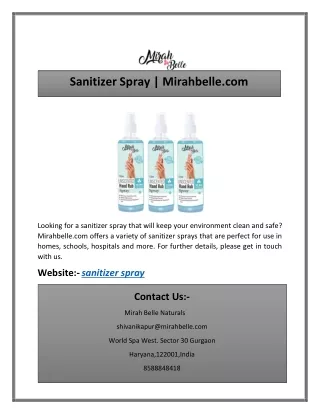 Sanitizer Spray | Mirahbelle.com