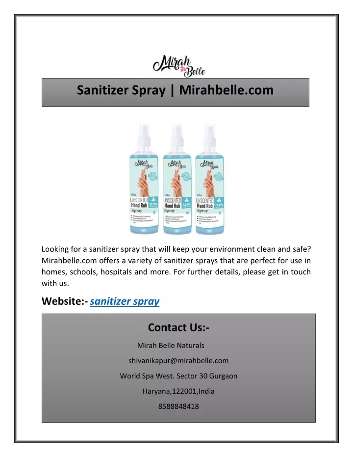 sanitizer spray mirahbelle com