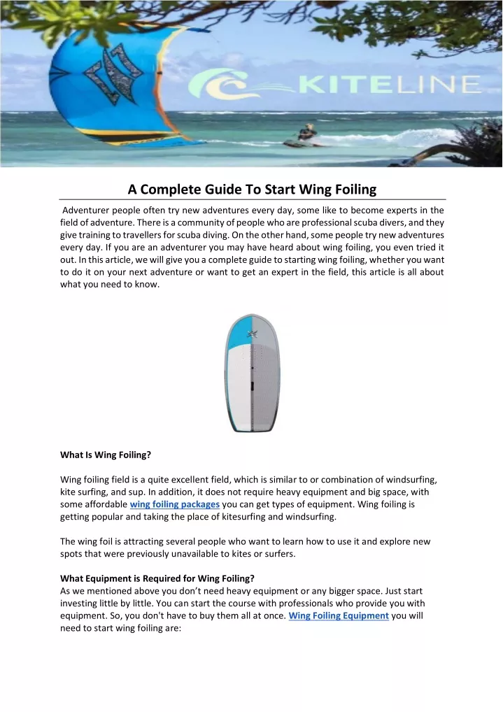 a complete guide to start wing foiling