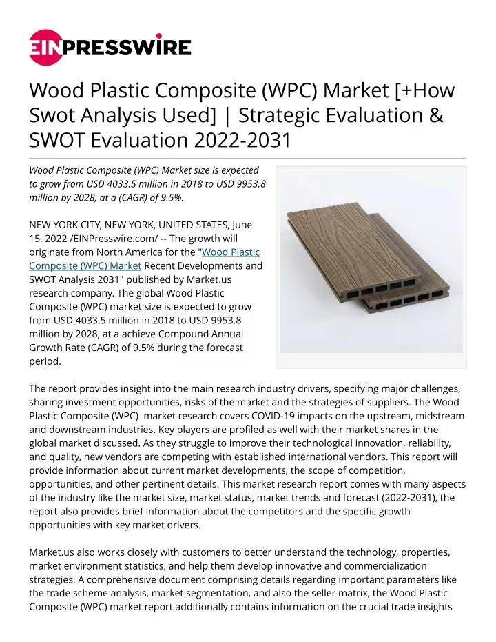 wood plastic composite wpc market how swot