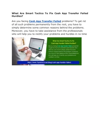 what are smart tactics to fix cash app transfer