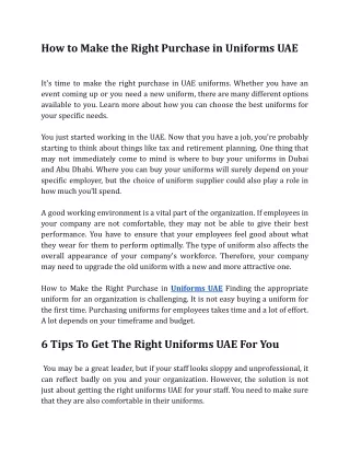 how to make the right purchase in uniforms uae