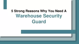 5 Strong Reasons Why You Need A Warehouse Security Guard