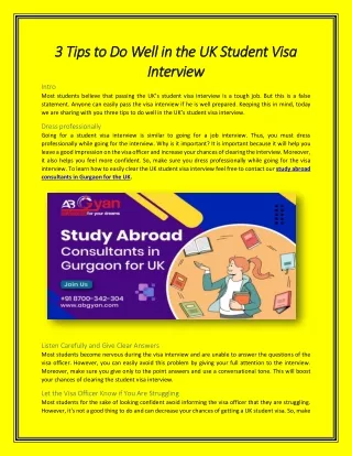 3 Tips to Do Well in the UK Student Visa Interview - AbGyan Overseas