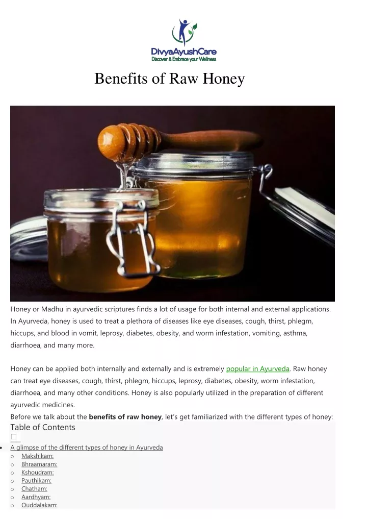 benefits of raw honey