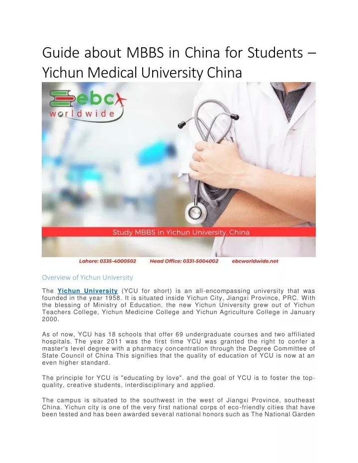 guide about mbbs in china for students yichun