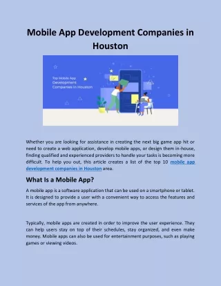 Top Mobile App Development Companies in Houston