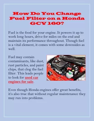 Article - How Do You Change Fuel Filter on a Honda GCV160