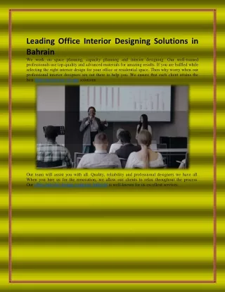 Leading Office Interior Designing Solutions in Bahrain