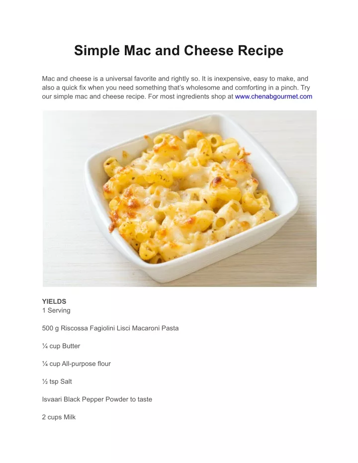 simple mac and cheese recipe