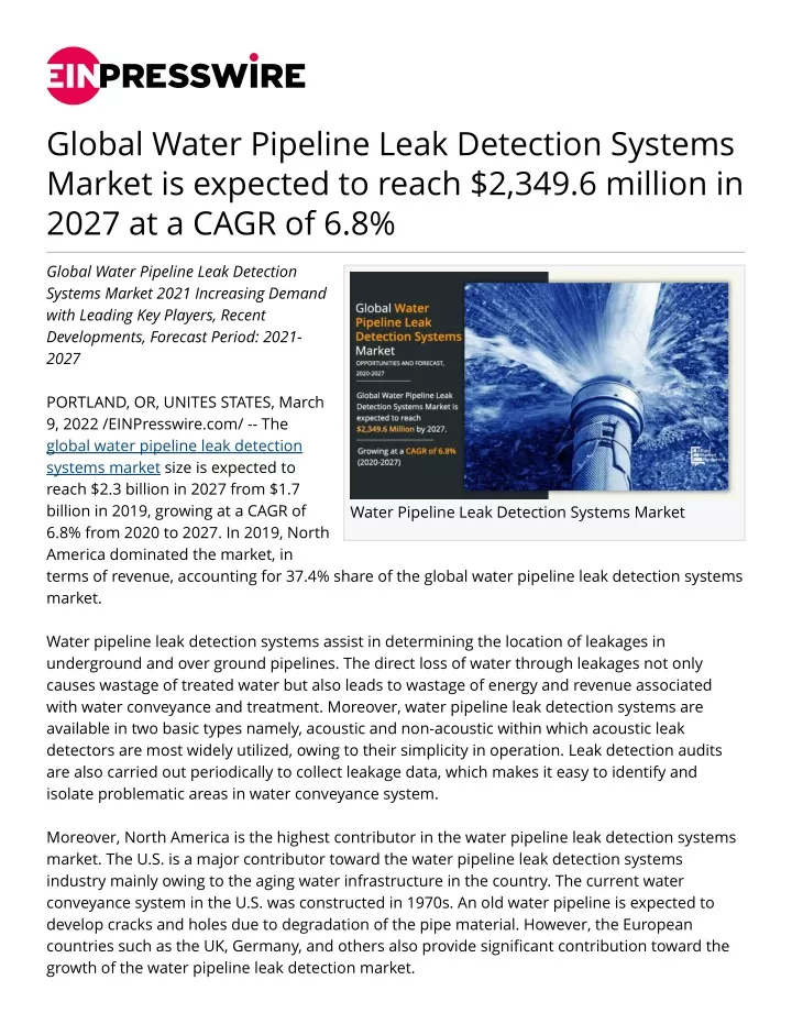 global water pipeline leak detection systems