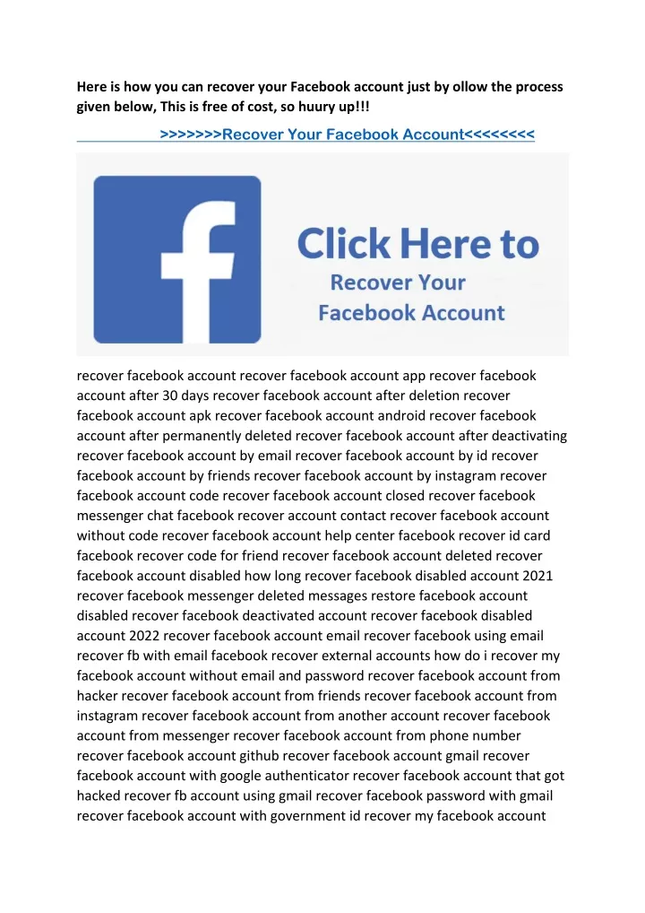 here is how you can recover your facebook account