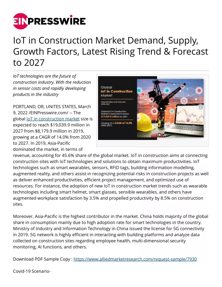 iot in construction market demand supply growth