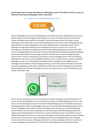 Recover WhatsApp Account