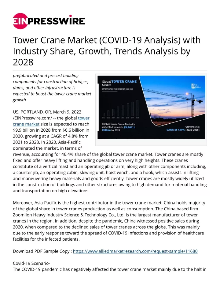 tower crane market covid 19 analysis with
