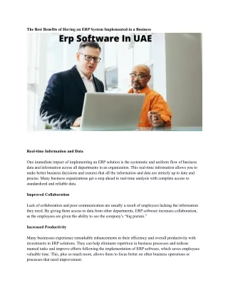the best benefits of having an erp system
