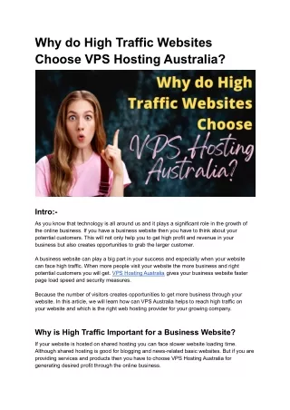 why do high traffic websites choose vps hosting