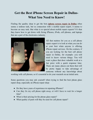 Get the Best iPhone Screen Repair in Dallas - VLG CELL PHONE REPAIR