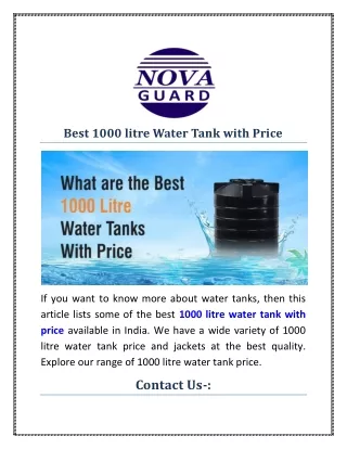 Best 1000 litre Water Tank With Price
