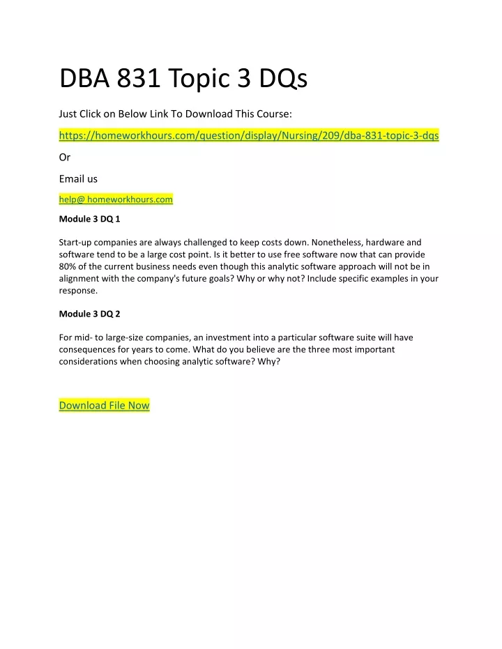 dba 831 topic 3 dqs